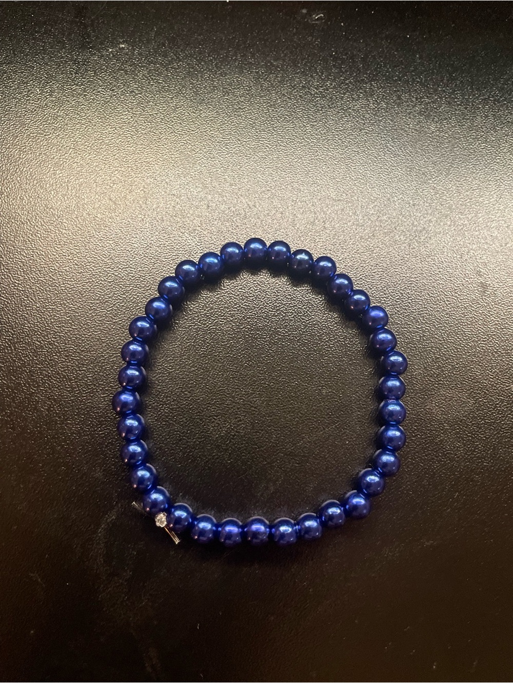 Deep Blue Pearl Beaded Stretch Bracelet - Women’s Jewelry